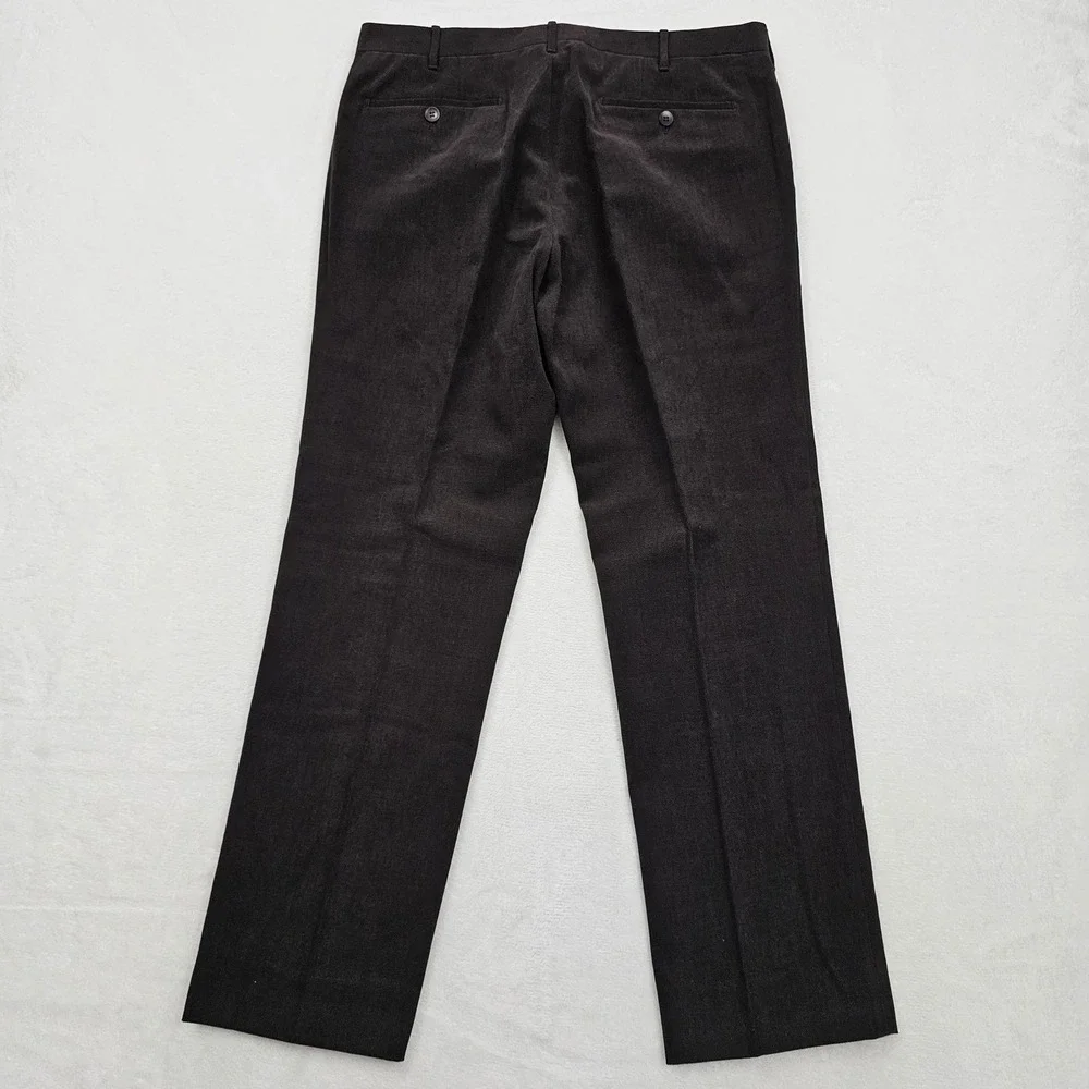 De Corato Trousers Mens 50 34x30 Dark Brown Cotton Italy Flat Front Sartorial